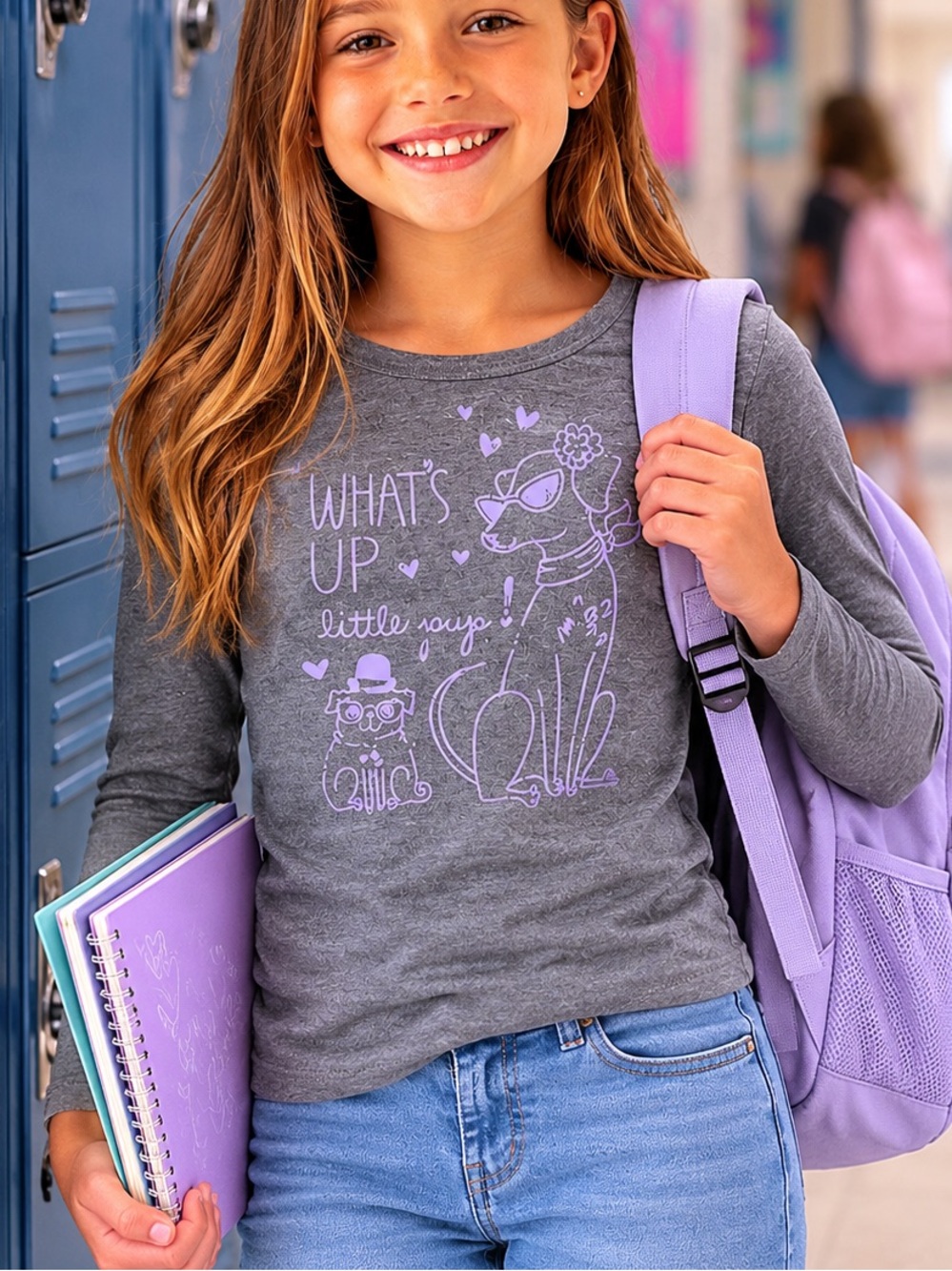 Girls Old Navy Long Sleeve Top “What’s Up Little Pups” Dog Shirt Small 6/7